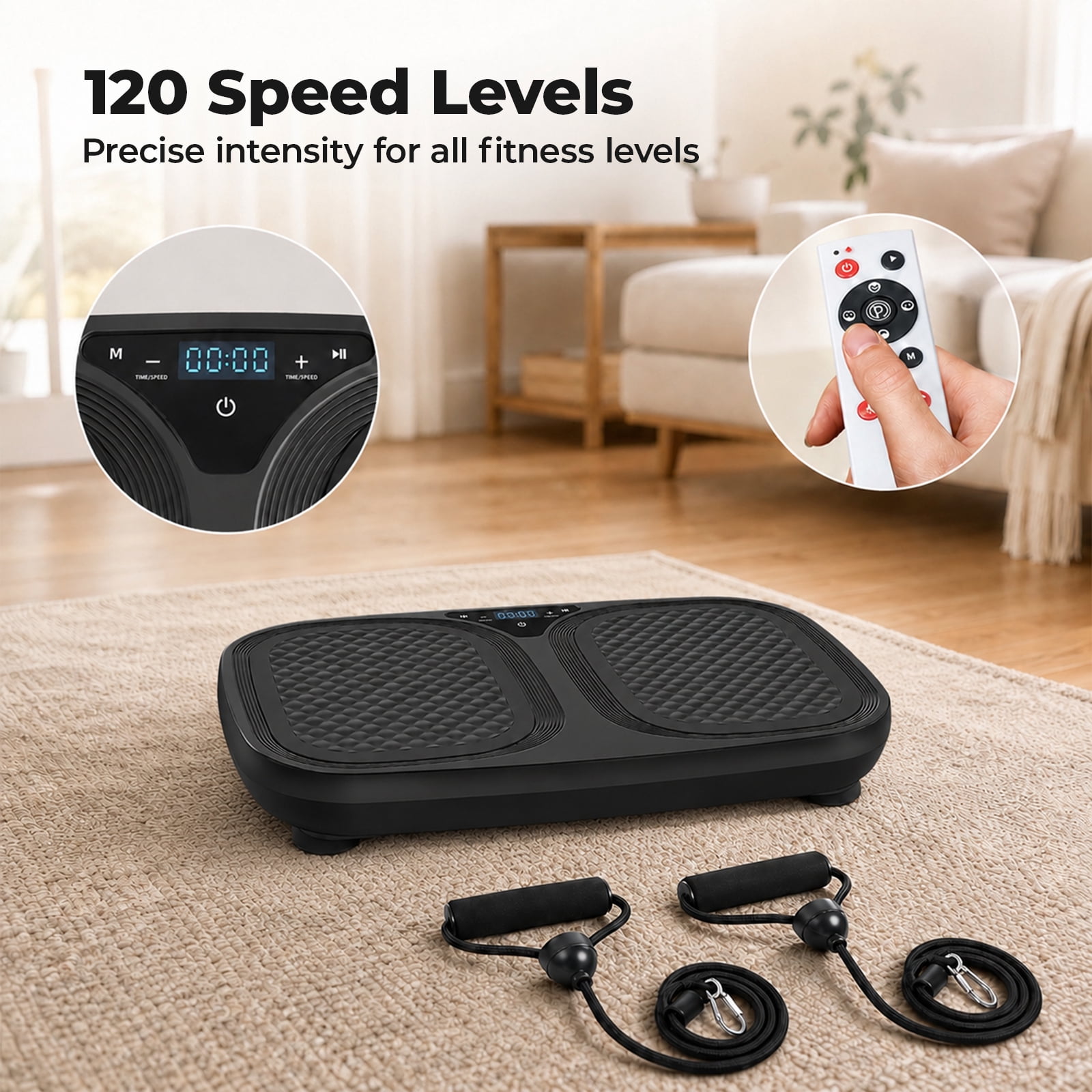 Alvantor Vibration Plate Exercise Machine, Vibrating Fitness Platform for Lymphatic Drainage, Full Body Shaker Workout Equipment, 120 Speeds & 9 Modes, Weight Loss Gifts for Women Men