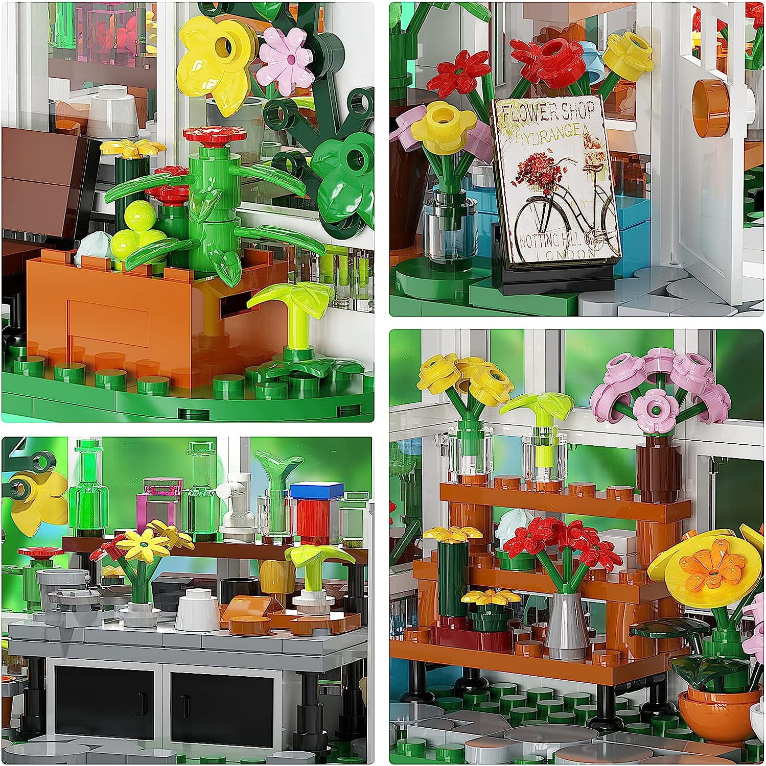 Flower House Building Set Garden House Building Toy with LED Light Build a Greenhouse Model Graduation Gift for Friends Girls (597pcs)