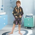 thumbnail image 5 of FORMRS Niños Bathrobe Unisex Hooded Robe Soft Plush Pajamas Sleepwear, Size 10-12T, Black Halloween Ghosts, 5 of 7