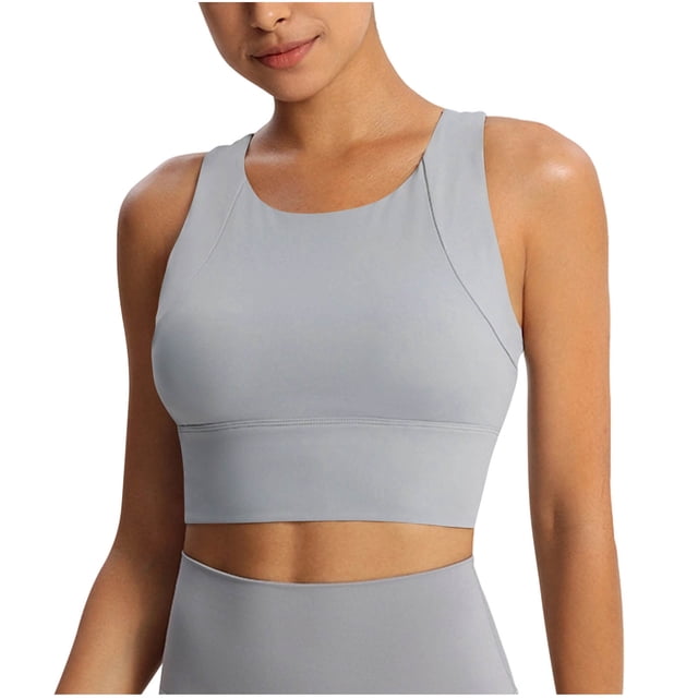 Workout Sports Bras for Women Solid Color Double Shoulder Shockproof Yoga Wireless