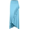 thumbnail image 1 of Made by Johnny Women's Wrapped High Low Ruffle Maxi Skirt M AQUA, 1 of 6