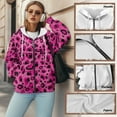 thumbnail image 6 of Renewold Pink Paw Leopard Print Womens Oversized Pullover Hoodies Full Zip Up Long Sleeve Hooded Sweatshirts with Pockets Fleece Sweaters Oversized Jackets Preppy Clothes Activewear, S, 6 of 7