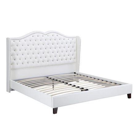 Lilola Parker White Leatherette Queen Bed Walmart Com