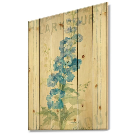 Designart 'Floursack Florals VII' Cottage Print on Natural Pine Wood