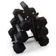 thumbnail image 1 of HolaHatha Hexagonal Dumbbell Free Hand Weight Set w/ Rack, 5, 8, & 10 Lbs, Black, 1 of 8