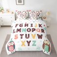 thumbnail image 2 of Homewish 26 Letters Alphabet 7-Piece Bedding Comforter Set,Cute Cartoon Owls King Bedding Sets,White Brown Pink Bed Sheets For Girl Boys,Microfiber Bedroom Decor Reversible, 2 of 8