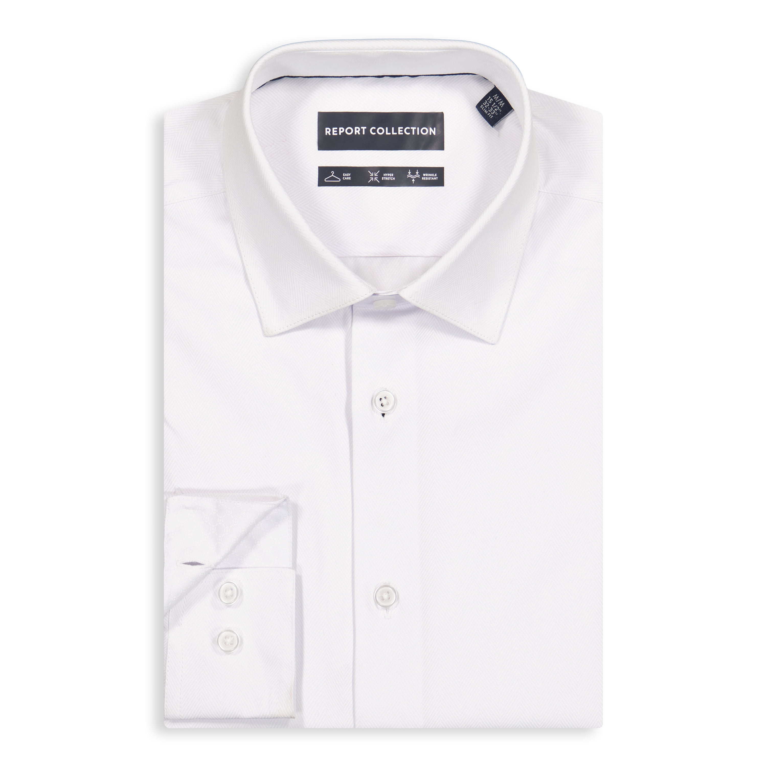 Report Collection Long Sleeve 4-Way Stretch Men's Woven Dress Shirt Solid Print
