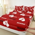 thumbnail image 3 of Feelyou Boxing Athlete Kids Queen Sheet Sets, Kawaii Red Boxing Gloves Flat Sheet, Cartoon Sports Theme Queen Fitted Sheet, Luxury Bedroom Decor, 4 Pieces, 3 of 7