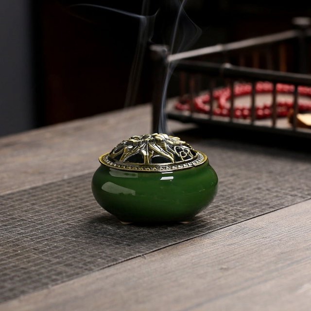 Quemador de incienso de cerámica, quemador de incienso de sándalo para interiores, adornos creativos para el hogar, quemador de incienso de grietas de hielo para horno Yiwu