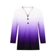 thumbnail image 5 of TKLPEHG Tops for Women Trendy Summer Lightweight Gradient Color Graphic Tee Casual Loose Going Out Tops Button V Neck Tunic Shirts 3/4 Sleeve T Shirts Blouse(Purple,XL), 5 of 5
