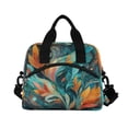 thumbnail image 2 of Insulated Crossbody Lunch Bag 10L Lunch Tote with Adjustable Shoulder Strap for Work Office Picnic Abstract Leaves, 2 of 6