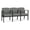 Asteroid Gray, variant on Amherst Steel Reception Waiting 3 Seat Tandem Seating / Black Steel / Blue