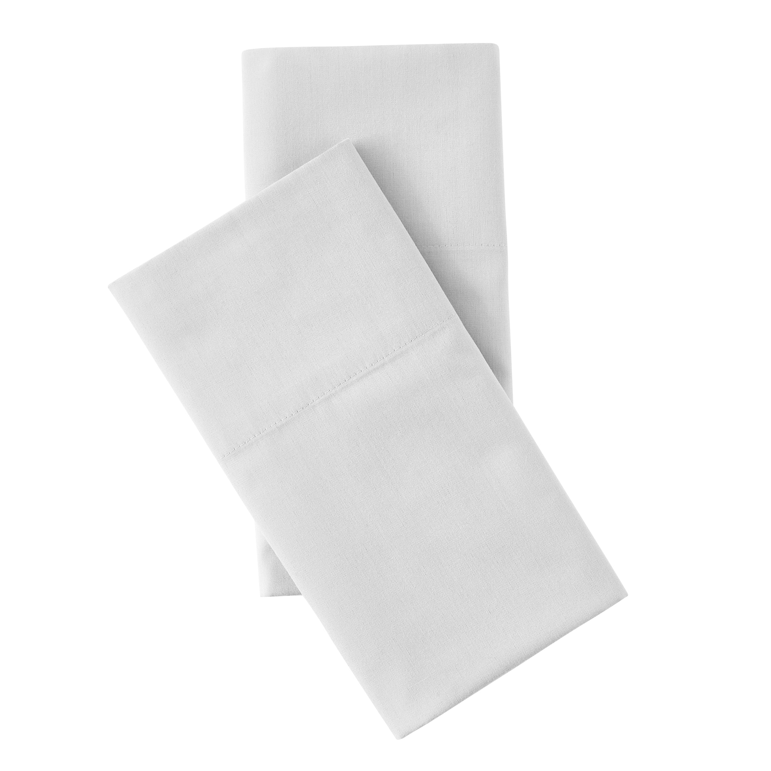 Mainstays 2-Piece 300 Thread Count Solid Soft-Silver CVC Cotton Blend Pillowcase Set, King , Adult / Teen