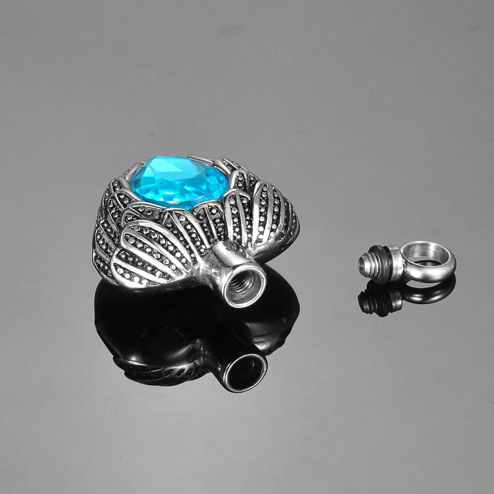 Anavia Cremation Necklace Urn Pendant Memorial Jewelry Angel Birthstone Heart Ashes Container with Free Funnel Kit and Velvet Jewelry Box [December]