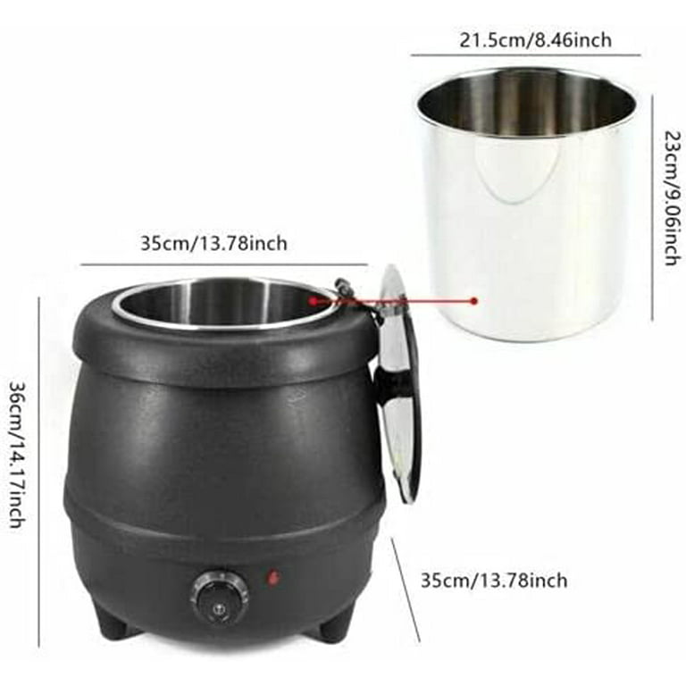 Miumaoev 10L Commercial Electric Soup Kettle Pot Soup Maker Stainless Steel  Insert Pot Food Warmer for Restaurant, 30C-85C, Black