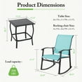 thumbnail image 4 of Walsunny 3 Pieces Rocking Bistro Patio Furniture Rocker Set with 2 Outdoor Rocking Chairs and 1 Glass Coffee Table for Porch Deck Lawn,Blue, 4 of 6