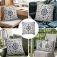 thumbnail image 4 of Throw Pillow Covers 18x18 Inch, Boho Floral Decorative Pillow Cases for Couch Sofa Bed, Bohemian Chic Neutral Botanical Patterned Cotton Linen Square Home Decor Pillowcases with Hidden Zipper, 4 of 9