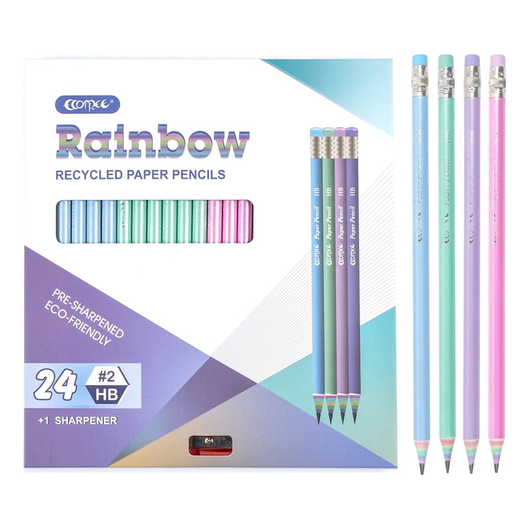 ECOTREE Pencils #2 Pre-sharpened Pencils Number 2 Pencils School Pencils  Kids Pencils with Erasers Rainbow Pencils Eco Pencils Recycled Paper Pencils  12 Pack - Yahoo Shopping