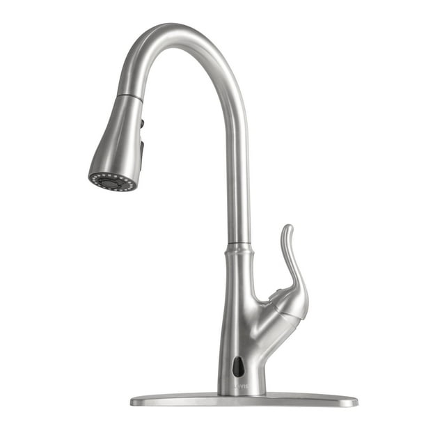Brushed Nickel Kitchen Faucets with Pull Down Sprayer,Sink Faucet with 3 Various Spray Functions for Kitchen & Dining Room