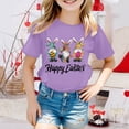 thumbnail image 2 of MUXiin Kids Easter Shirts Girls Rabbit Print Short Sleeve T-Shirt Casual Easter's Day Vacation Tops Children's Shirts Easter Gifts for Kids(Purple,4-5 Years), 2 of 5