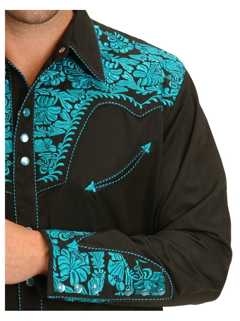 Scully ウエスタンシャツ men's Scully Men's Gunfighter Embroidered Long Sleeve Snap Western Shirt