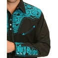 thumbnail image 2 of Scully Men's Gunfighter Embroidered Long Sleeve Snap Western Shirt Turquoise, 2 of 5
