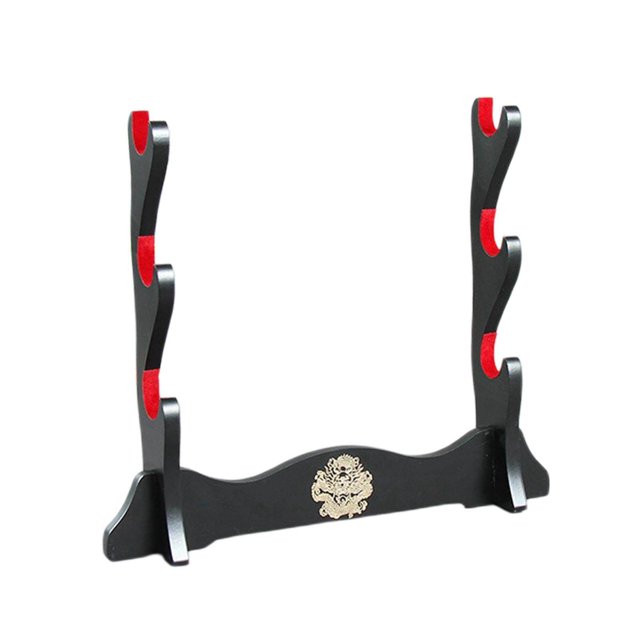 kurtrusly Samurai Sword Stand Horizontal Bracket Display for Wakizashi Flute Dojo 3 Layers