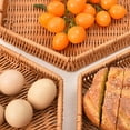 thumbnail image 4 of Usloyux Under $5 Woven Picnic Baskets,Plastic Imitation Rattan Basket,Hexagon Bread Baskets with Handles, Outdoor Serving Tray for Kitchen Storage Food, Vegetables, Coffee Table, 4 of 6