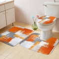 thumbnail image 2 of Burnt Orange Grey Bath Mat 3 Piece Bathroom Rug Set, Modern Oil Painted Geometric Abstract Non Slip Bath Rug Contour Mat and Toilet Lid Cover, Absorbent Shower Mats Soft Bath Rugs and Mats Sets, 2 of 8