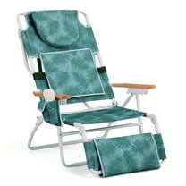 Ktaxon Premium 3-in-1 Outdoor Lounge Chair – Adjustable Recliner with Face Cutout, Footrest, Drink Holder & Carry Bag (Green)