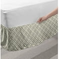 thumbnail image 2 of Geometric Bed Skirt, Primitive Symmetrical Circles Intersecting Geometric Latticework Print, Elastic Bedskirt Dust Ruffle Wrap Around for Bedding Decor, 4 Sizes, Dimgray and Beige, by Ambesonne, 2 of 2