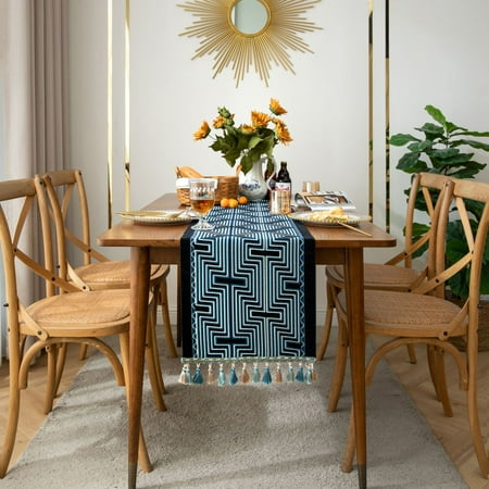 

Fall Table Runner Burlap Table Runner Rustic Table Runner with Tassel Boho Table Runner Table Runners - 14 x94