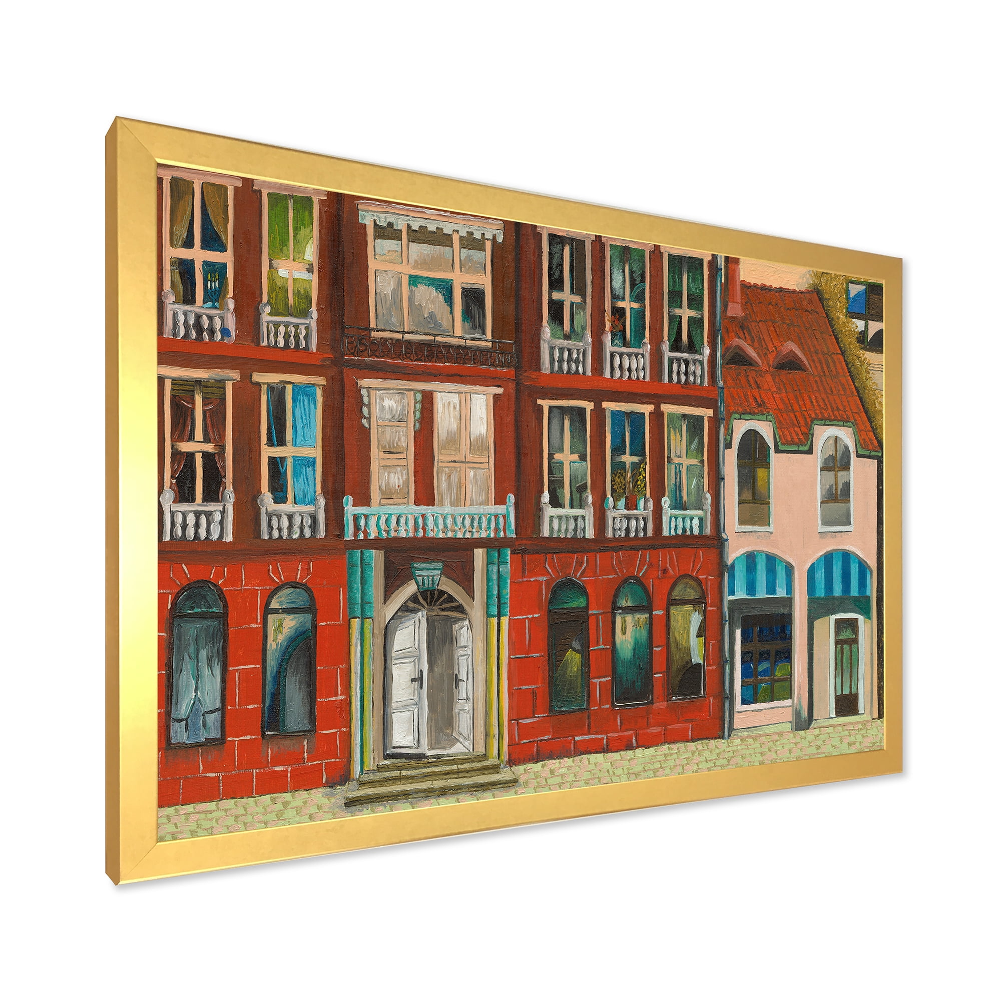 Designart 'Vintage Red Facade of Shop In Paris I' French Country Framed Art Print