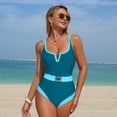 thumbnail image 6 of UPPADA One Piece Bathing Suit for Women Tummy Control Bathing Suits Color Block Cheeky Bathing Suits Cute Modest Bathing Suits Blue,XL, 6 of 7