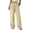 thumbnail image 1 of TaTaai Spring Autumn Solid Color Women Straight Leg Pants Elastic Waist Pocket Design Machine Washable No Fading Versatile Casual Daily Full Length Trousers Gift, 1 of 9