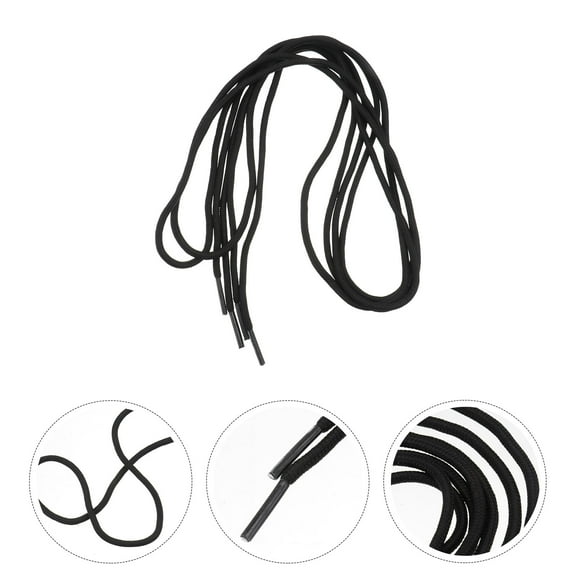 IDEANATEGRATE 1 Pair Durable Black Polyester Shoelace for Men's Sneakers and Running Shoes Round Shape