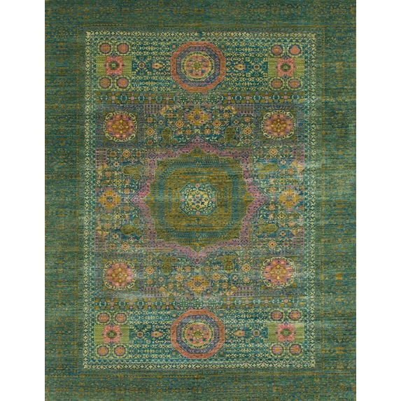 Ahgly Company Indoor Rectangle Abstract Dark Olive Green Abstract Area Rugs, 2' x 3'