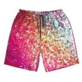 thumbnail image 4 of Bixox Men's Purple Sparkling printing Casual Classic Fit Short Summer Beach Shorts, 4 of 6
