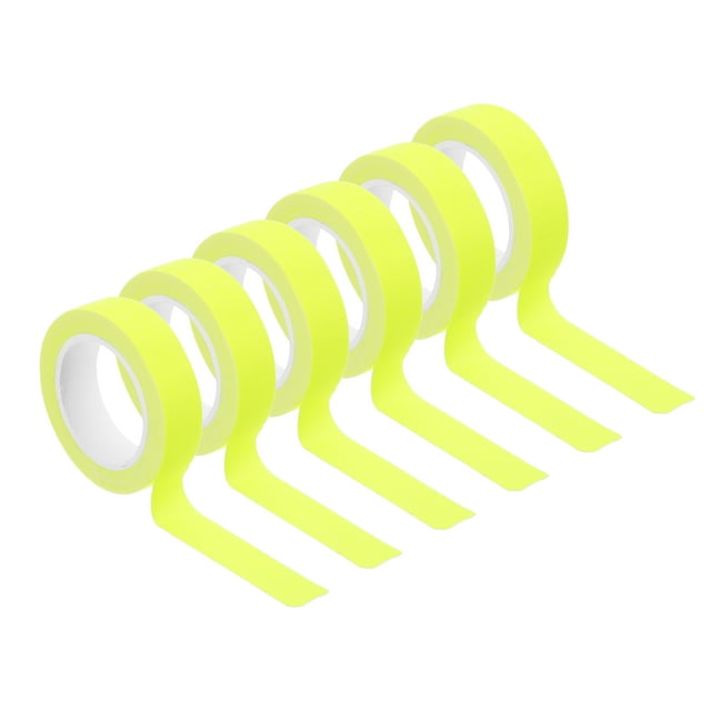 Uxcell Ruban Néon 0.6 Pouce x 16 Pieds, 6 Rouleaux de Ruban Fluorescent Réactif Phosphorescent pour Sols de Danse Fournitures de Fête, Jaune