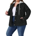 thumbnail image 4 of Agnes Orinda Women's Plus Size Denim Jacket Layered Drawstring Detachable Hoodie with Pockets Jean Jackets 2X Black, 4 of 6