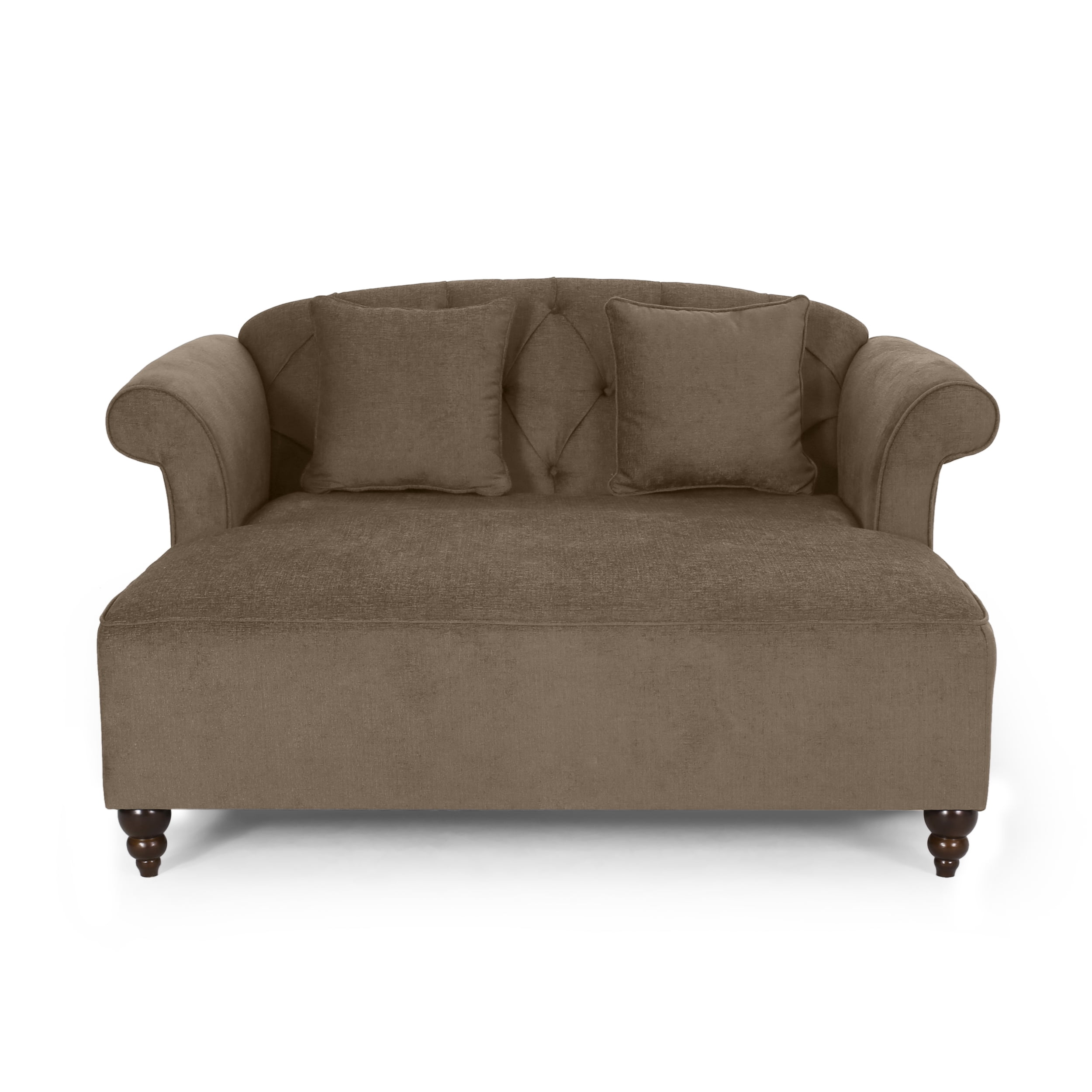 Noble House Ackland Indoor Upholstered Tufted Double Chaise Lounge, Brown