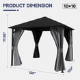thumbnail image 3 of UDPATIO 10'x10' Hardtop Gazebo, Galvanized Steel Roof, Permanent Metal Gazebo for Garden, Outdoor Dining Parties, Grey, 3 of 6