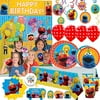 Mega Sesame Street Birthday Party Supplies Pack For 16 Guest With Dinner and Dessert Plates, Napkins, Cups, Tablecover, Candle, Scene Setter and Photo Props, Swirls, Balloons, Candles, and P