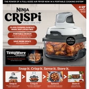 Ninja Crispi Glass Air Fryer 4-Qt, 3-in-1, Air Fry Recrisp, Portable, Dishwasher Safe, FN090 White