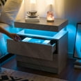 thumbnail image 3 of HLL LED Nightstand Modern Bedside Table for Bedroom Night Stand with 2 Wood Drawers End Side Table with 16 Colors LED Strip for Bedroom, 3 of 12