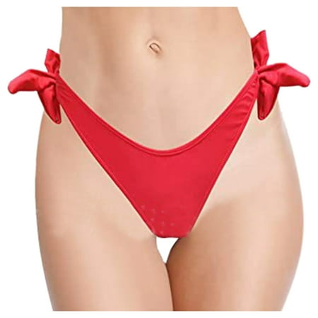 Sopiago High Cut Bikini Bottom Bikini Bottoms for Women Full Coverage Bathing Suit Swim Bottom Thong Bikinis Red M