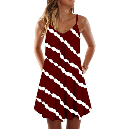 

Nightshirt for Women Ladies Summer Stripe Sleep Dress Casual Strappy Night Dress Pajamas Loungewear Nightwear