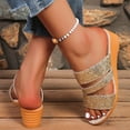 thumbnail image 5 of Willtoo Women's Glitter Sequins Peep Toe Platform Wedge Slip On Mules Plus Size Summer Orthopedic Sandals, 5 of 7