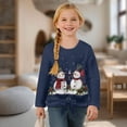 thumbnail image 4 of Xixirimido Snowman Berries Christmas Blue Pattern Girls Long Sleeve Shirts Cute Kids Fashion Crew Neck Tunic Tops Tie-hem Tees for Fall Winter, Size 5-6, 4 of 7