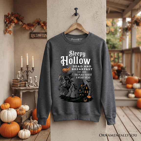 Headless Horseman Sleepy Hollow Halloween Dark Sweatshirt, Dead and Breakfast Retro Sweater